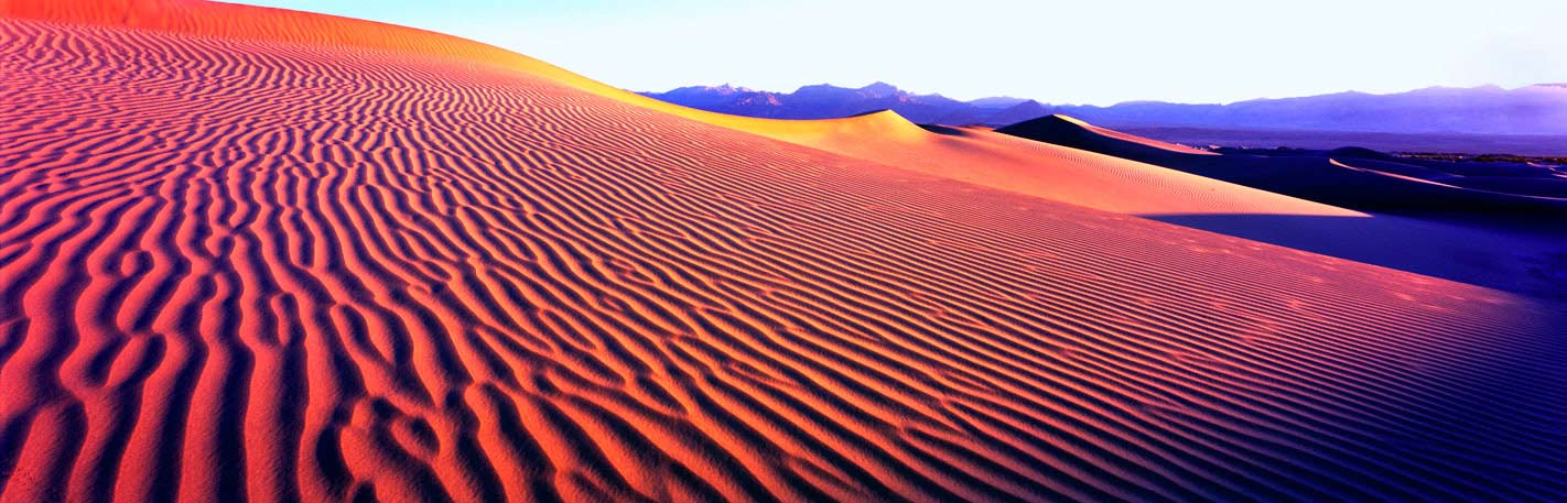 Panoramic Fine Art Photography ~ Panorama Landscape Photo Gallery Perfect Ripples at Mesquite Flat Sand Dunes, Death Valley National Park California