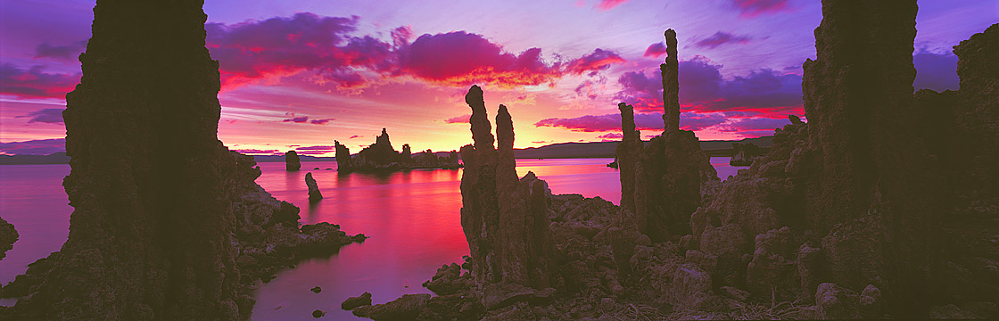 Panoramic Fine Art Photography ~ Fine Art Panorama Landscape Photo Gallery ~ Brilliant Sunrise  at South Tufas, Mono Lake, Eastern Sierra