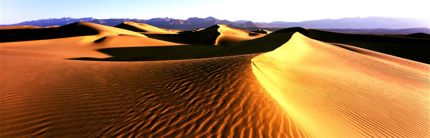 Panoramic Fine Art Photography ~ Panorama Landscape Photo Gallery ~ Golden Sand Dunes, Mesquite Flat Sand Dunes, Death Valley