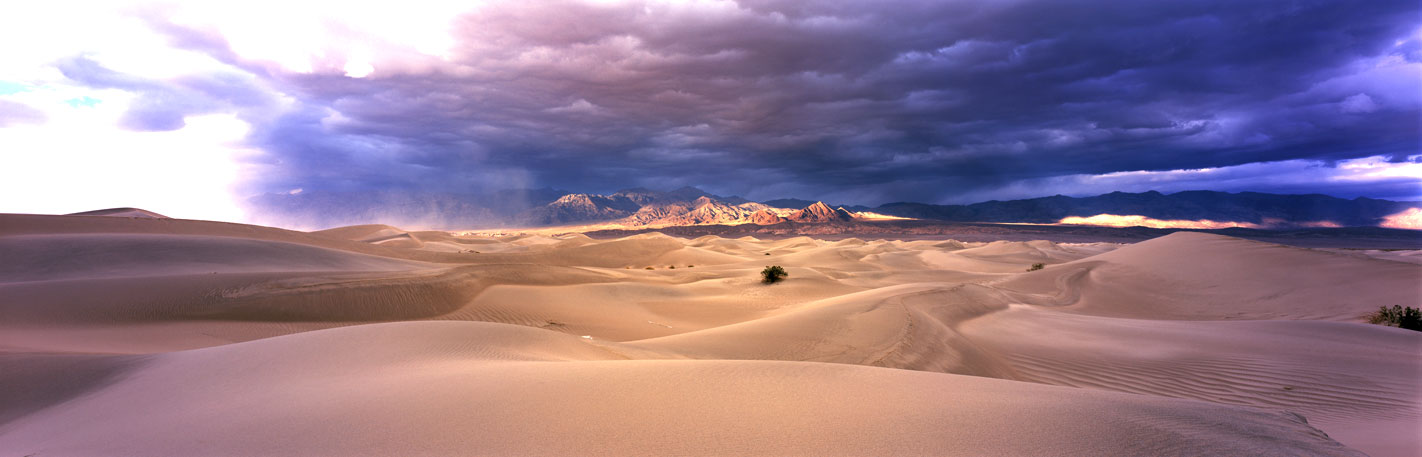 Panoramic Fine Art Photography ~ Panorama Landscape Photo Gallery Spectacular Sandstorm, Mesquite Flat Sand Dunes, Death Valley