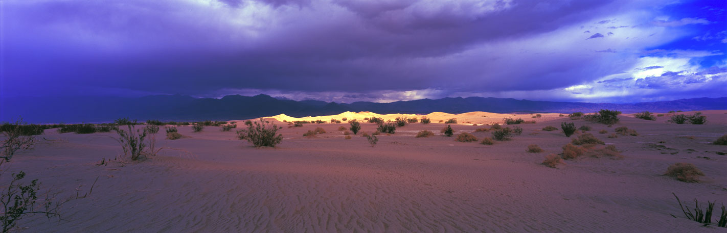 Cloudburst at Stove Pipe Wells Sand Dunes, Death Valley