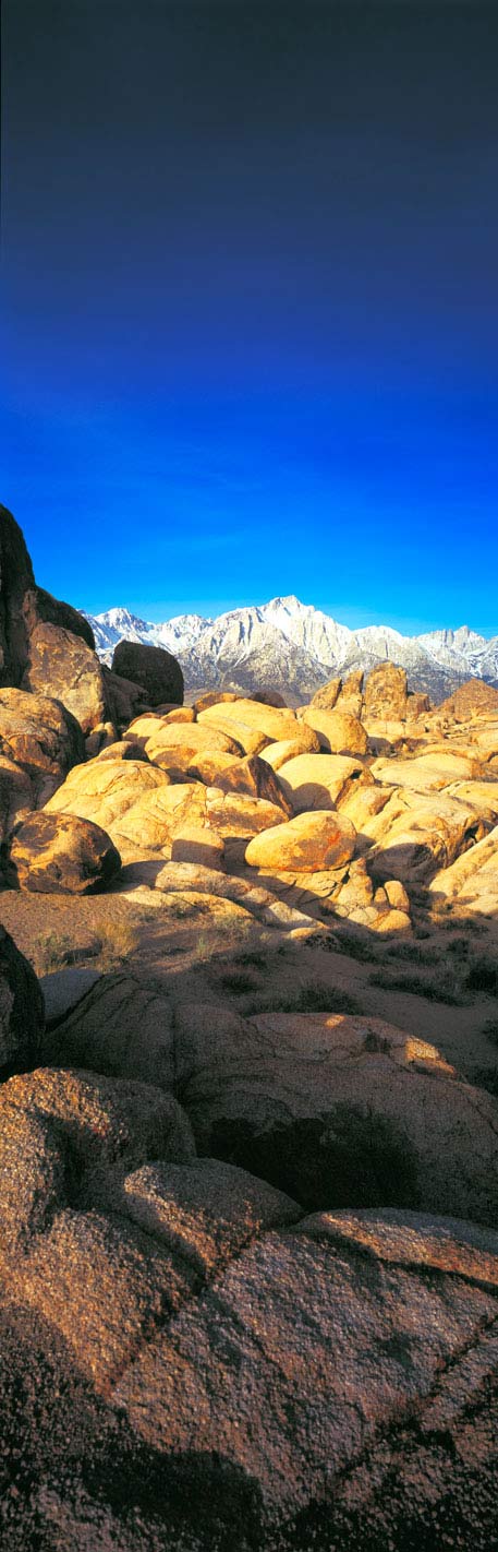 Panoramic Fine Art Photography ~ Panoramic Landscape Photo Gallery ~ Vertical Gene Autry Rock, Alabama Hills, Lone Pine, Calif.