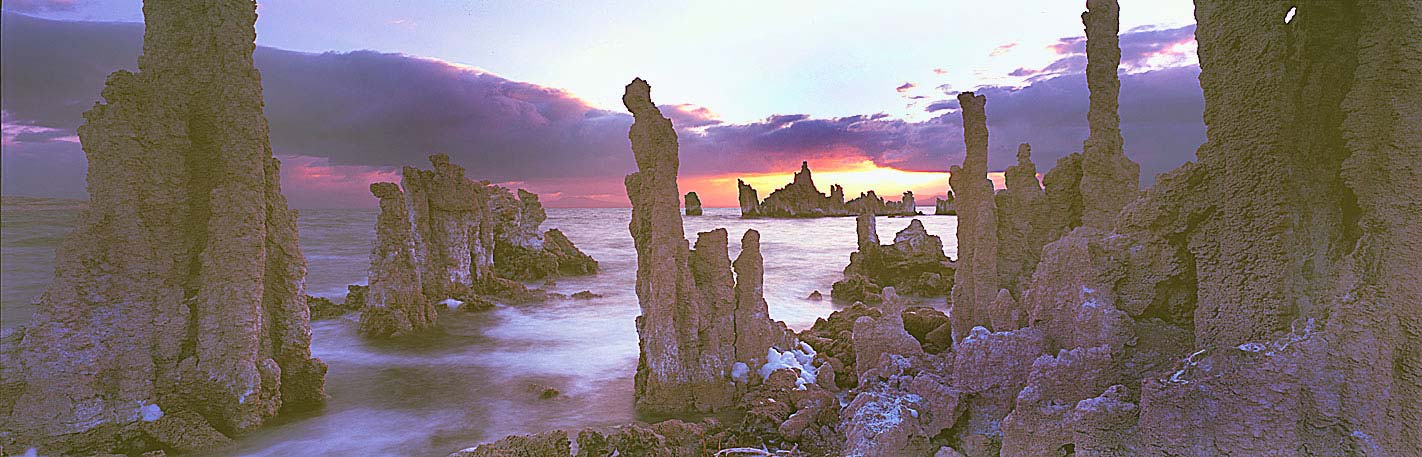 Panoramic Fine Art Photography ~ Panorama Landscape Photo Gallery ~ First Golden Glow on Mono Lake, Eastern Sierra