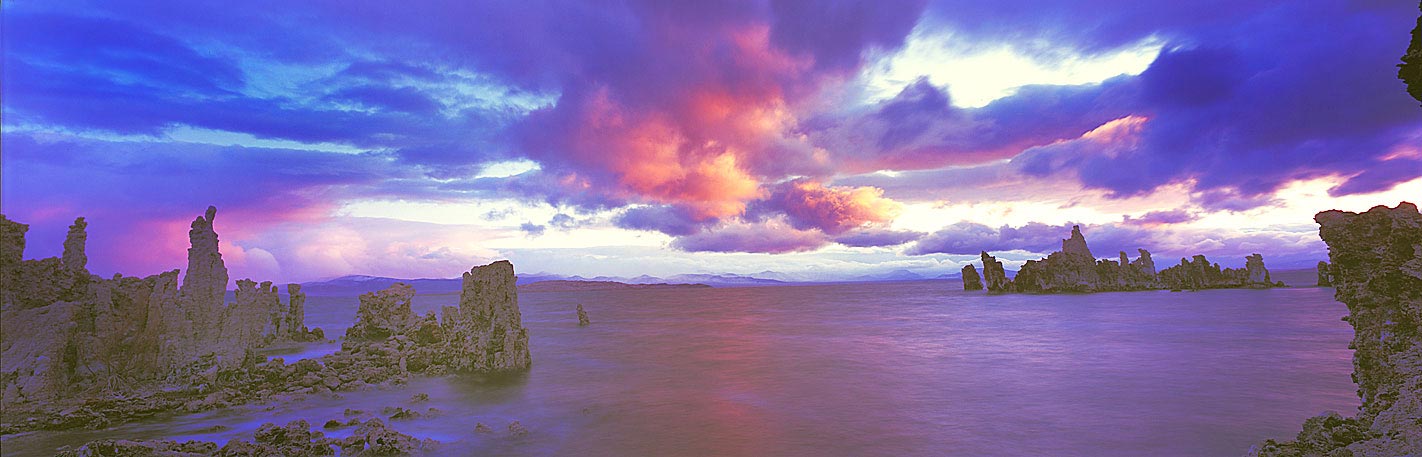 Panoramic Fine Art Photography ~ Panorama Landscape Photo Gallery ~ Brilliant Late Afternoon Winter Storm at Mono Lake, Eastern Sierra